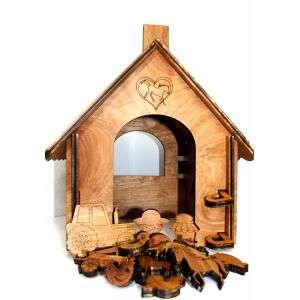 Wooden play barn with farm animals